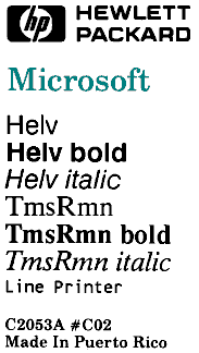 List of Font names for the original HP LaserJet