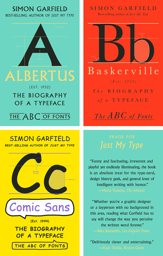 Covers from Simon Garfield's A B C Font books